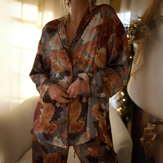 SOPHIA | PEONY SATIN PAJAMA SET