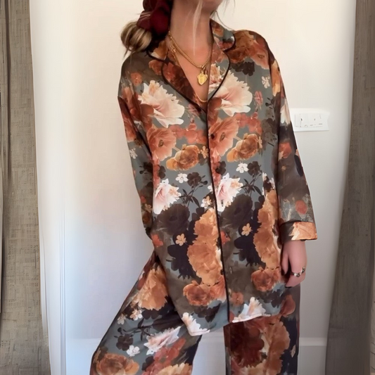 SOPHIA | PEONY SATIN PAJAMA SET