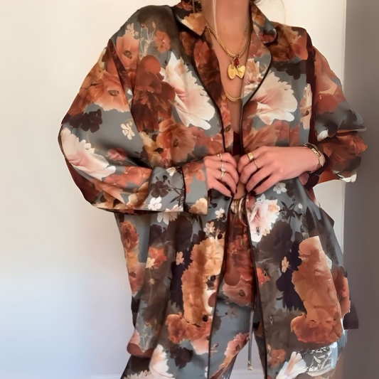 SOPHIA | PEONY SATIN PAJAMA SET