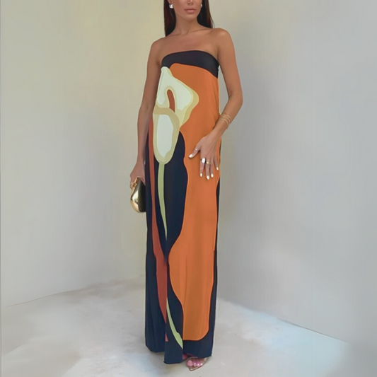 LIA – SCHULTERFREIES FREIZEITKLEID MIT PRINT